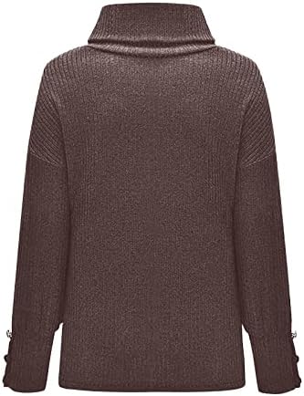 Žene sa ramenima DUGE TURTLENECK Dugme pulover dugih rukava sa dugim rukavima, džemper od pletenja 2023
