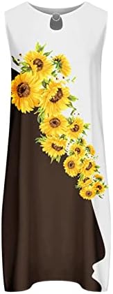 Ljetne tenkove za žene modne cvjetne tiskane majice haljina bez rukava Crewneck Swing midi sundress