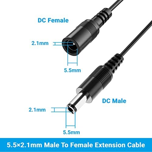 【2-pakovanje】 33ft 12V DC produžni kabel 2,1mm x 5,5 mm 12 voltni adapter za napajanje produžni kabel muški do ženskog utikača za CCTV sigurnosna kamera DVR LED svjetlo za sigurnost