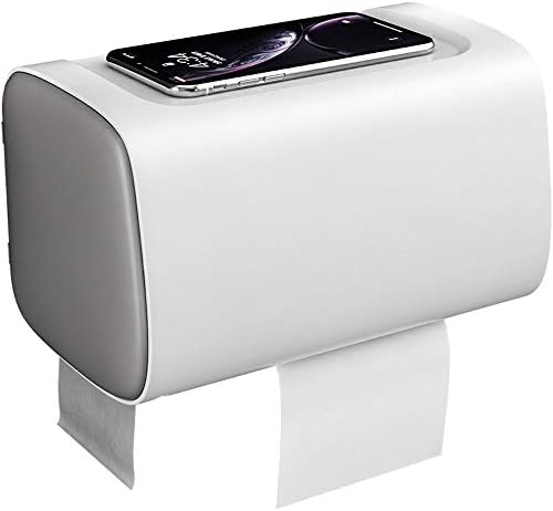 Yuanflq Muti-funkcija Držač za toaletni papir, vodootporni zidni nosač toaletnih papira, ljepljivi tkivni kutija pokrivač s podesivim odjeljkom za odlaganje, bočna uvozna vrata