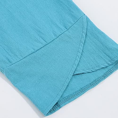 Wocachi ženske pamučne posteljine obrezane hlače, ženski casual labavi elastični struk pamučni pamćenje sa širokim