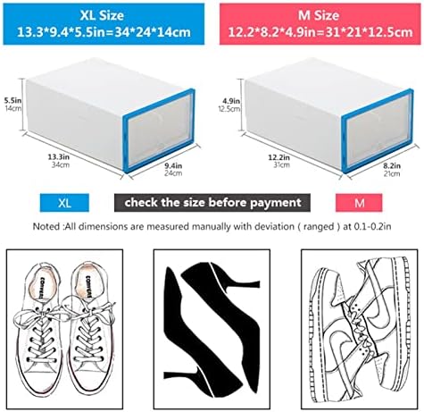 Ylyyds 12 pakovanja prozirne kutije za cipele Sklopivi kutija za uklanjanje prašine kombinirani ormar za cipele