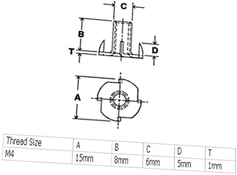 X-DREE 30 kom M4 Ugljični čelik 4 Zupci Zupčasti matice za drveni namještaj (30 pezzi in acciaio