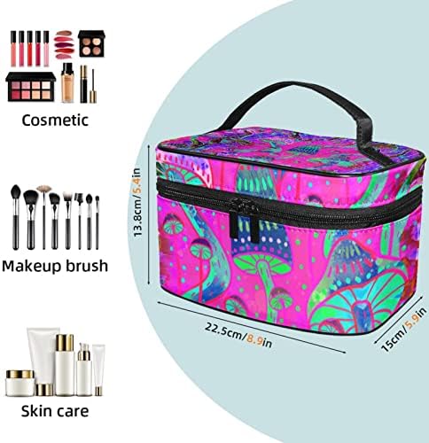 Travelna torba za šminke, kozmetička torba Make up CASE za organizator, za žensku torbicu za toaletne potrepštine Oprema Četke, psihička gljiva ružičasta apstraktna umjetnost