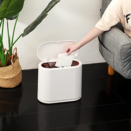 KLGO 2,4 galona tanka plastična kanta za otpatke,pravougaona kanta za smeće od 10 litara za kupatilo, spavaću sobu, kuhinju i kancelariju,kanta za otpatke koja se može ukloniti.Bijelo