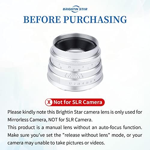 Brightin Star 35mm F1.7 veliki otvor APS-C ručni fokus Prime fiksno sočivo bez ogledala, pogodan za Canon EOS-M Mount M, M2, M3, M5, M6, M10, M100, M50, M200