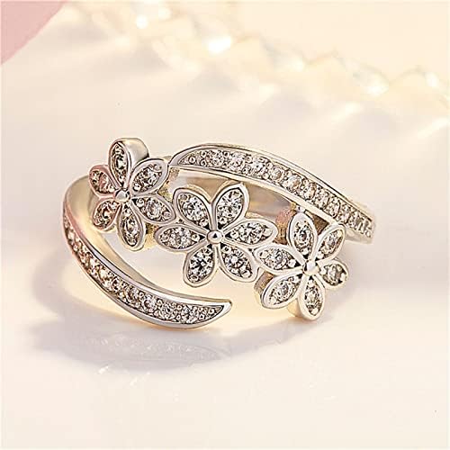 Kristalni prsten za ženske melodizne prstene za cvjetne prsten djevojka nakit prsten za angažman podesivi
