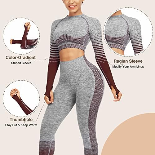 Držite ženske vježbanje dva komadna odjeća za žene visoke struk joge gamaše i gornji dijelovi s