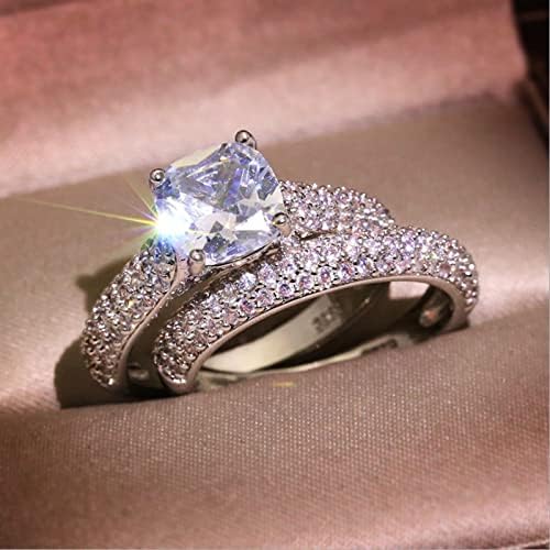 Ženski prstenovi paket 2pcs set sjajni kristalni zaručni prstenovi za kristalni prsten dvostruki