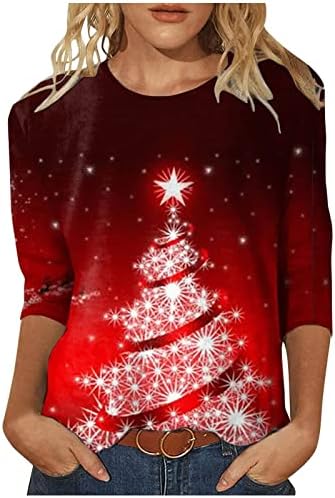 Božićne košulje za grafičku majicu Xmas Tree Plus Veličina labavi fit s dugim rukavima Tuntic na