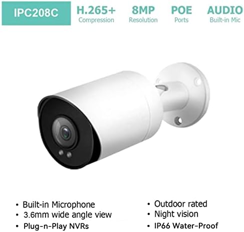 Trgovački sistem za sigurnosni fotoaparat od 4k 4k, 8MP POE IP kamere sa šarenim noćnim vidom, H.265 4K 16CH NVR sa 4TB HDD-om za 24-7 snimanju, Plug-N-Play, za poslovanje na otvorenom