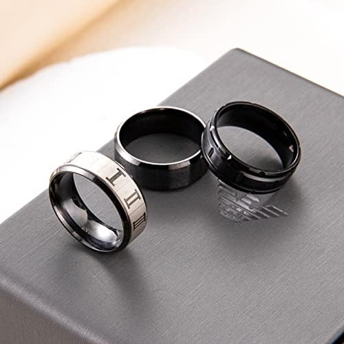YOVORO 9kom nehrđajućeg čelika bend prstenovi za muškarce žene Fidget anksioznost Reljef prstena Spinner Prsten vjenčanje obećanje prstena Set