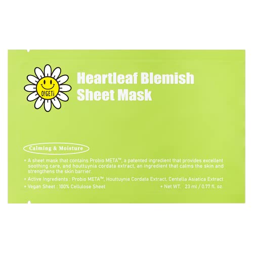 O!Geti Heartleaf Blemish sheet Mask 10 listova | Essence maska za lice za cijelo lice, osjetljiva suha