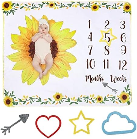 Baby Monthly Milestone Blanket Girl suncokretova fotografija pozadina Prop cvjetna novorođenčad