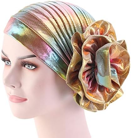 CCCHO Glitter laserski cvijet Turban šarena kapa rastezljiva obloga za kosu za žene