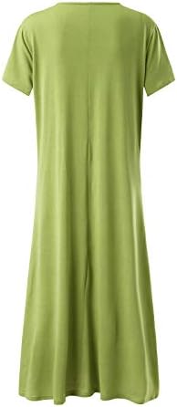 Ženske ljetne haljine casual okrugli vrat Haljina s kratkim rukavima Ljetna ljuljačka Maxi haljina Vintage Labave