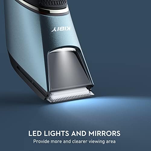 Trimer za kosu za muškarce - električni brijač za brijanje za stidne prepone za njegu kose sa ugrađenim LED svjetlom i ogledalom, keramička oštrica, bez povlačenja, bez rezova, vodootporna mokra / suha Akumulatorska upotreba
