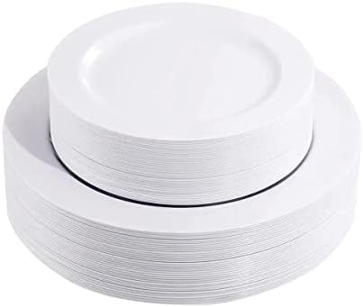 Reloger 60kom plastičnih bijelih ploča za jednokratnu upotrebu plastičnih ploča, 30 Premium 10.25 inčnih