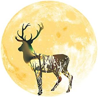 Božić Glow Wall Glass Stickers - Glowing in the Dark Christmas Deer in Moon Wall Decoration, Removable Luminous