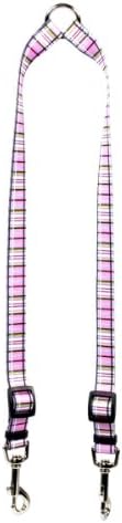 Žuti dizajn pasa Tartan Pink Coupler pas povodac - veličina mala-3/8 inča široka i 9 do 12 inča duga
