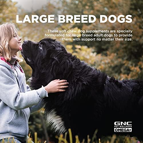 GNC Pets Omega Hip & zajednički pas suplementi za velike pasmine pasa s Omega masnim kiselinama & laneno sjeme, 120 ct, 12 Pk | glukozamin, & dagnje sa zelenim usnama, Hip & zajednički velikih pasmina