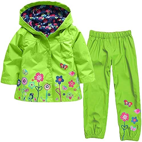 Sako sa kapuljačom pantalone odijelo za djecu Rainproof kapuljačom kabanica šareno cvijeće štampani Dugi