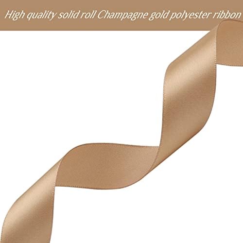 Baocuan Champagne Gold Ribbon za pakovanje poklona 1 inch x 100 Yards Satin Craft Fabric Roll savršen