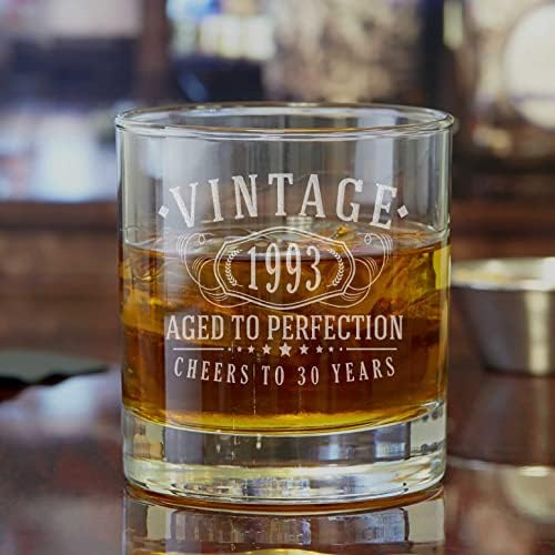 Vintage 1993 urezan Whisky Glass - 30. rođendan pokloni za muškarce-živjeli do 30 godina-30. rođendan dekoracije