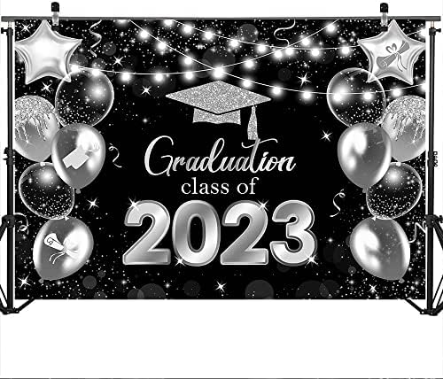 Mocsicka klasa 2023 pozadina crna i Sliver Glitter dekoracije za diplomske zabave pozadinska klasa