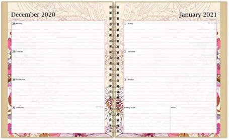 Plavo nebo 2021 sedmični i mjesečni plan, kartonski poklopac, vezanje sa dva žica, 7 x 9, lianne ružičasta