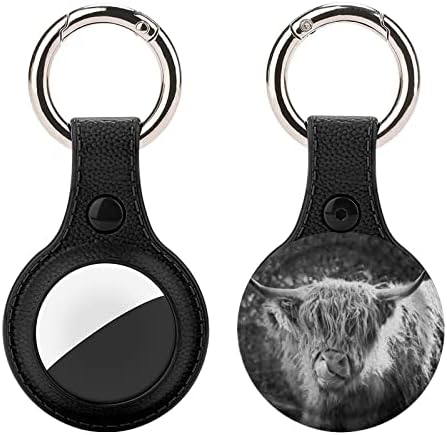 Black White Highland Cow Holder Case kompatibilan sa AirTag zaštitni poklopac Slučaj sa privjesak za ključeve dodatak za kućne ljubimce prtljagu 1kom