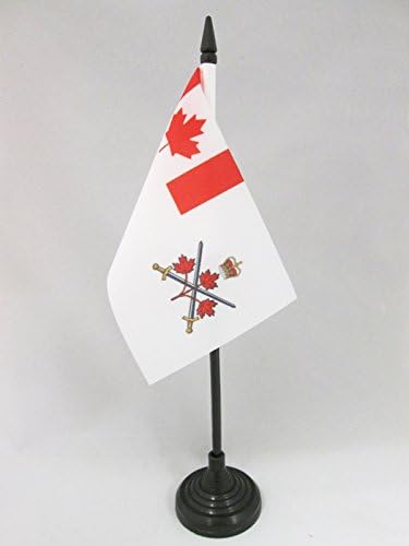 AZ FLAGNA Kanadska stajalna zastava 4 '' x 6 '' - Kanada Zastava vojne stolove 15 x 10 cm - crna plastična stick i baza