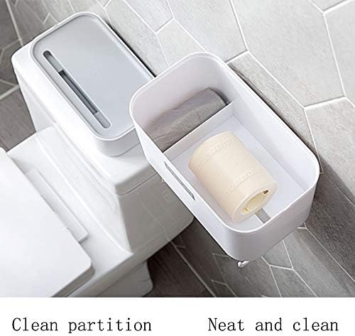 Yuanflq kupatilo multifunkcionalno dvoslojno tkivo papir jednostavan i moderan kutija za pohranu crpkasti kutija kreativni ne porozni tkivni nosač sa kukom za toalet papir kutija, bijeli, bijeli