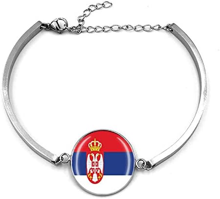 Srbija Zastava narukvica metalni lanac Kristalna narukvica suvenir, modna narukvica od nehrđajućeg čelika za muškarca & žena Specijalni dan