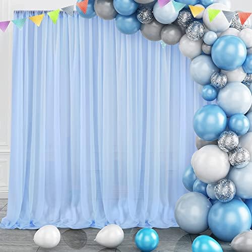 Zavjesa za plavu Baby Blue za zabave BABY Blue Šifon Sheer tkanina Drape vjenčani luk Backdrop za rođendan zabava Fotografija za bebe 10FT x 10ft