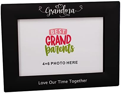 Leadex baka voli naše vrijeme zajedno, ugravirano crnim metalnim okvirom za fotografije 4 do 6 horizontalnog za baku Nana, Dan bake i bake, GANDME poklon