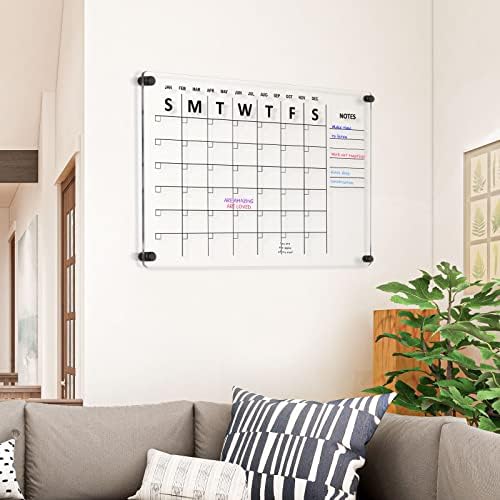 Amuzight Clear Akrilni kalendar za zid, 15.74 x 23.6 Clear Calendar za suha brisanje, mjesečni planer za dom, ured, izbrisav kalendar za bijele ploče, mjesečni raspored organizatora