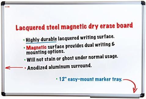 Viz-Tex magnetna ploča za suho brisanje | Easy Wipe White Board | 18 x 24 inča | lakirani čelik, Aluminijska tabla za okvir | lagana, jednostavna zidna ploča | Upotreba Za dom, školu ili ured
