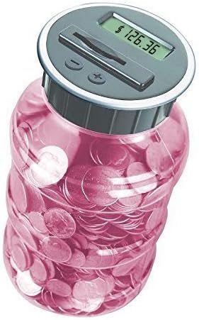 Digital Coin Bank Savings Jar-automatski brojač novčića iznosi sve američke kovanice uključujući dolare i pola dolara - Transparent Pink