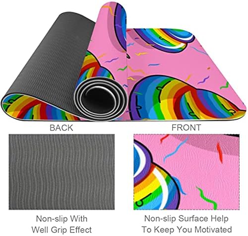 6mm ekstra debela prostirka za jogu, Rainbow Poop Poo Pink Print ekološki prihvatljivi TPE prostirke za vježbanje