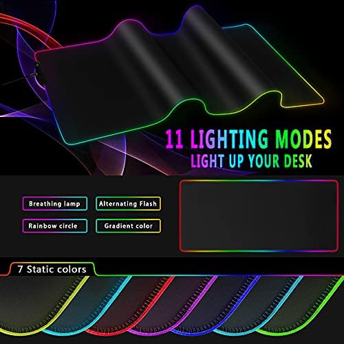 RGB igranje miša 31,5 x 12in, velika LED mousepad sa 11 režima osvjetljenja, mekani neklizajući