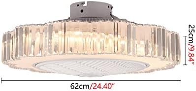 Dlsixyi LED kristalni ventilator sa svjetlima Restoran Remote Spavaća soba 24-inčni polupitni montiranje niskog profila LED indivizibilni ventilatorski strop 3-boja 72w