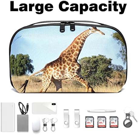 Elektronski Organizator, torba za organizatore putnih kablova torbica elektronska dodatna oprema za nošenje prenosiva vodootporna torba za skladištenje kabla, kabla, punjača, afričke savane životinja žirafa