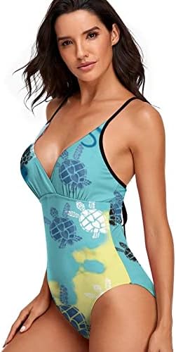 Jednodijelni kupaći kostim za žene seksi kornjača Print kontrola stomaka Monokini bikini Set Vintage Slimming Plune V vrat kupaći kostim
