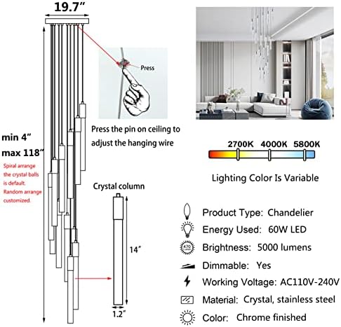 12-svjetla kristalni lusteri za dnevni boravak ulazni Flush Mount stropno svjetlo LED svjetla