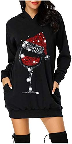Božićna haljina Ženska torba za hip predimenzionirani hoodie životinjski print džep kapuljača modna haljina