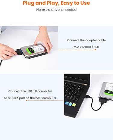 CableCreation SATA na USB 3.0 kabl, USB 3.0 na SATA Adapter, kompatibilan 2.5 SATA III HDD&