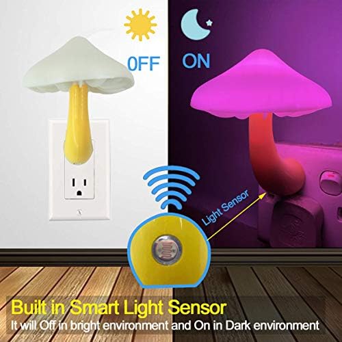 UTLK [1 pakovanje] Plug-in LED lampa za noćno svjetlo gljiva sa senzorom od sumraka do zore, uključite
