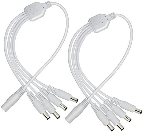 2-pakovanje 1 do 4 puta DC kabl za spajanje napajanja, utikač 5,5 mm x 2,1 mm, bijeli