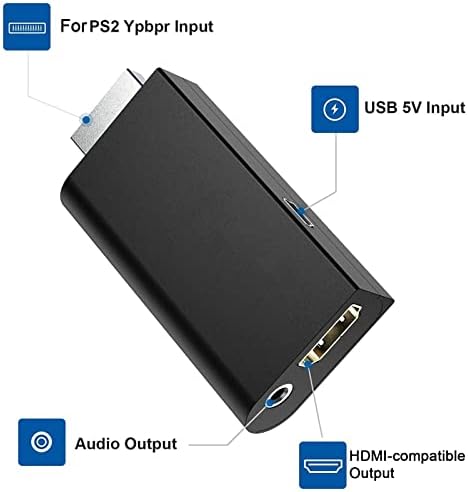 Ocuhome video preklopnik za PS 2 do HDMI kompatibilnog, sinhronog unosa visokog brzine Video pretvarač Adapter igrača crne boje